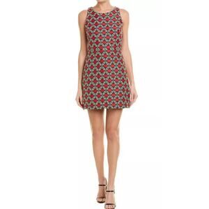 Milly Red & Black Sleeveless Back Zipper Geometric Print Mini Dress Size 0